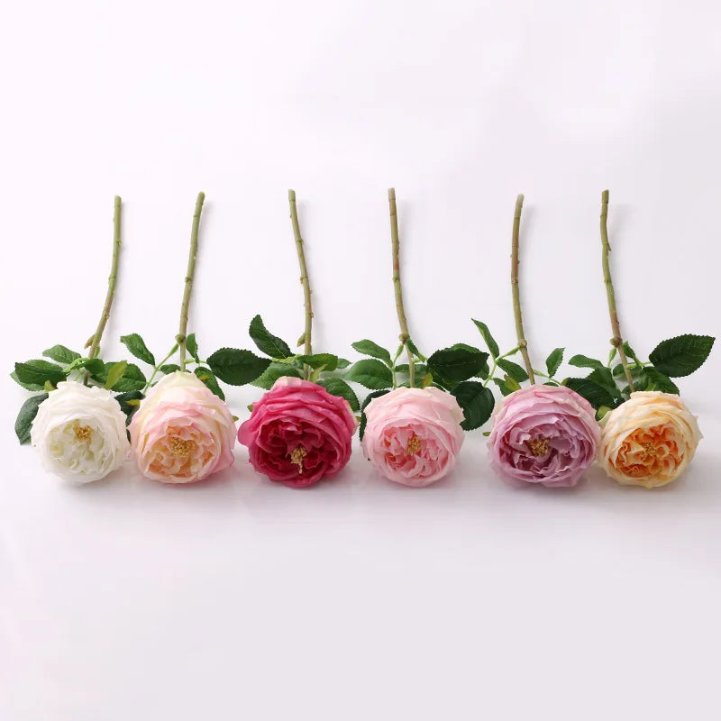 Hot Sale High Quality Austin Rose Artificial Flower Real Touch Latex Silk Peony Single Stem Realistic Artificial Rose Flower