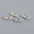 Korean Minimalist 925 Sterling Silver Stud Earrings Elegant Luxury Ladies Jewelry Trendy Gold Pearl White Zircon for Weddings