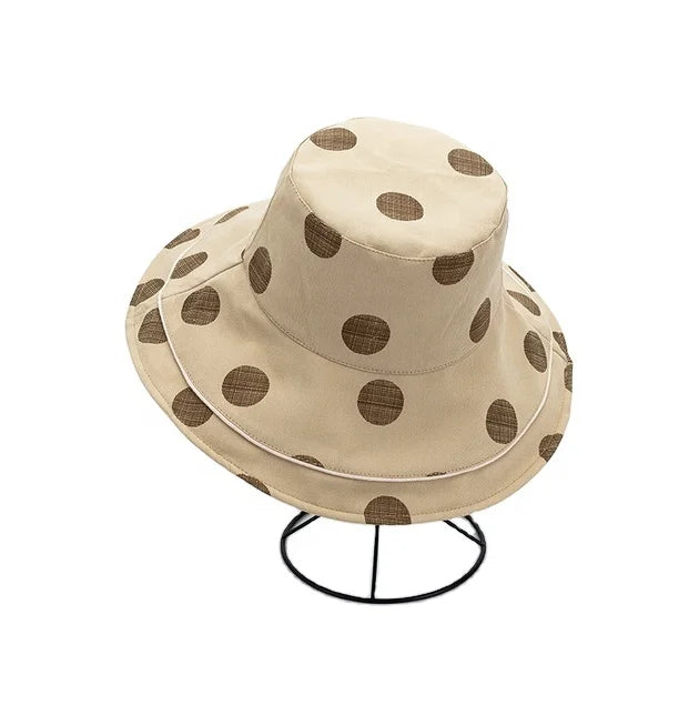 Polka Dots Bucket Hats for Women Vintage Lightweight Rollable Floppy Outdoor Fisherman Sun Cap MegaBDM