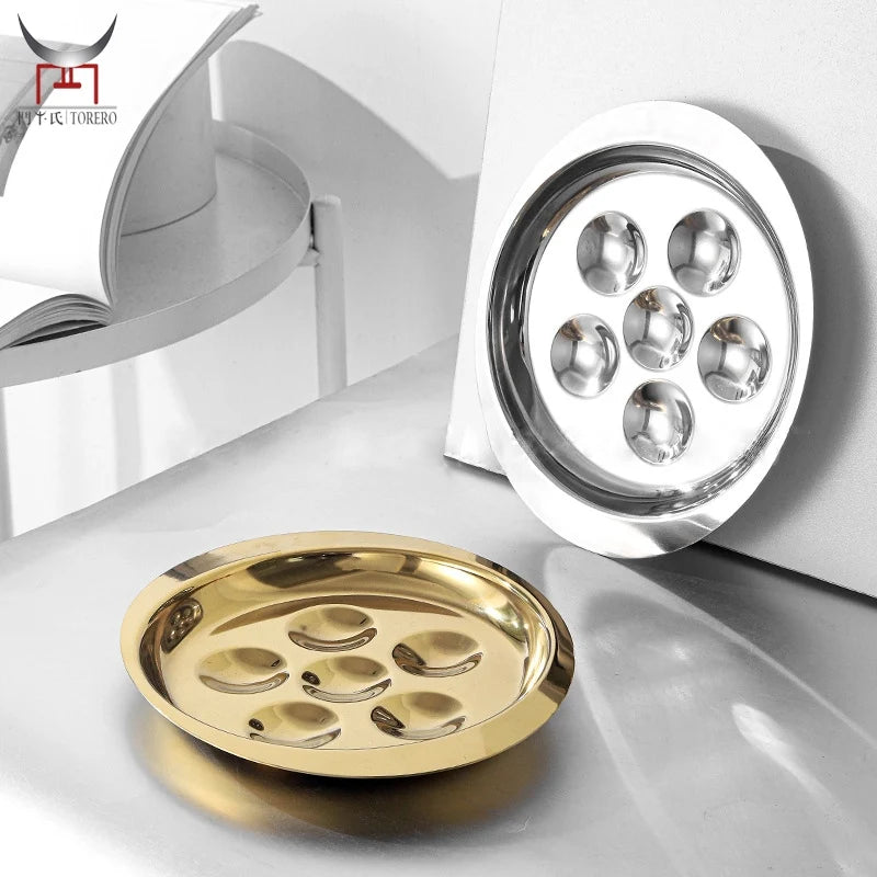 Stainless Steel French Escargot Baking Plate Snail Bowl Conch Dish Seafood Dishes Mushroom Plate Food Serving Tray