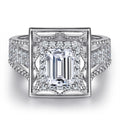 Luxury Halo Ring Baguette 5*7mm Stable Setting 925 Sterling Silver Engagement Wedding Ring