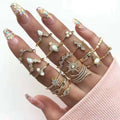 Stackable Dainty  Boho Rhinestones Rings Set  Bohemian Rings Set Beach  Vacation Summer Jewelry Knuckle Rings Tribal Accessory