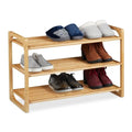 3-Tier Minimalist Style Stackable Bamboo Shoe Rack for Living Room Warehouse Storage Eco-Friendly Freestanding Entryway