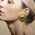 Kaimei New Arrival New Medieval Alloy Earrings Plated with Genuine Gold love Heart Shaped Matte Real Gold Drop Earrings