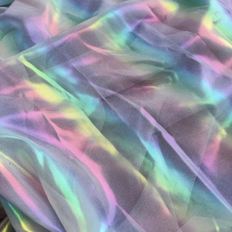 Encaje De Chiffon Hot Sale Gradient Color Organza Dress Decorative Fabric rainbow Fabric Chiffon Lace