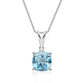 4.5 Carat square Solitaire Natural Sky Blue Topaz Stone Pendant 925 Sterling Silver Charms Chain Necklace for Women