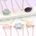 Handmade Raw Crystal Irregular Gem Adjustable Rose-gold Chain Raw Stone Boho Beaded Bracelets