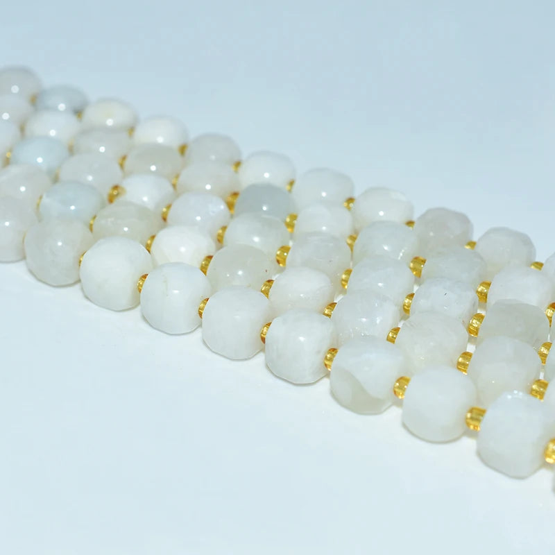 Factory Wholesale Price 100% Natural 8*8mm Faceted Moon Stone Loose Gemstone Beads