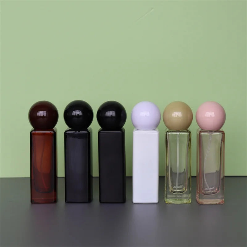 Perfume Bottle Packaging Empty 30ml Square Spray Glass Perfume Bottle with Round Cap