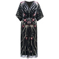 Women's 1920s Retro Ethnic Great Gatsby Evening Dresses Beaded Embroidered Fringed Knee-Length Crepe for Wedding Parties