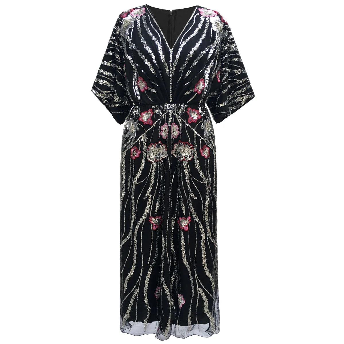 Women's 1920s Retro Ethnic Great Gatsby Evening Dresses Beaded Embroidered Fringed Knee-Length Crepe for Wedding Parties