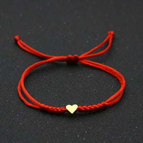 AA016381 Hot Selling Simple Heart Couple Bracelet Hand Woven Adjustable Red Rope Bracelet Unisex