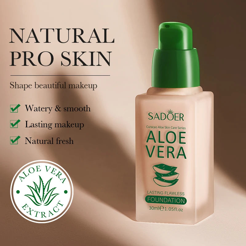 SADOER Waterproof Lightening Make up Long Lasting Bb Cream Concealer Korea Cosmetic Aloe Vera Liquid Foundation