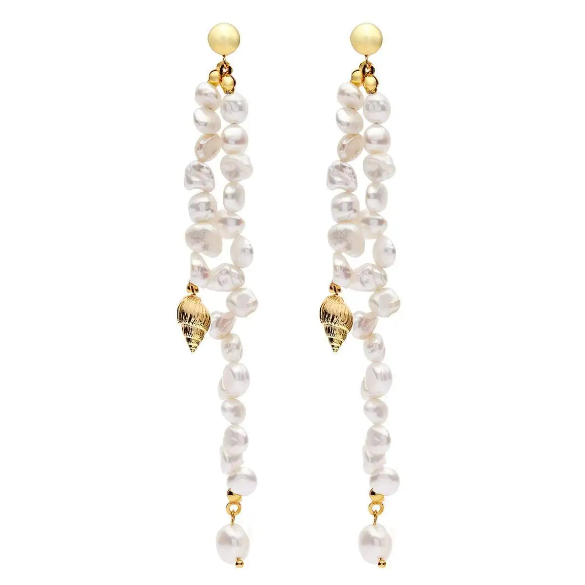 Bohemia Freshwater Long Dangle Drop 925 Sterling Silver Baroque Pearl Earring