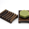 Portable Soap Dishes Creative Simple Wood Black Rectangular Hand Made Pine Wood Custom Wooden Soap Dish with Drain