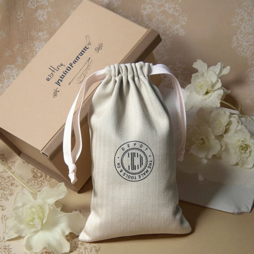 Small Cotton Drawstring Packaging Bag High End Gift Packaging Bag