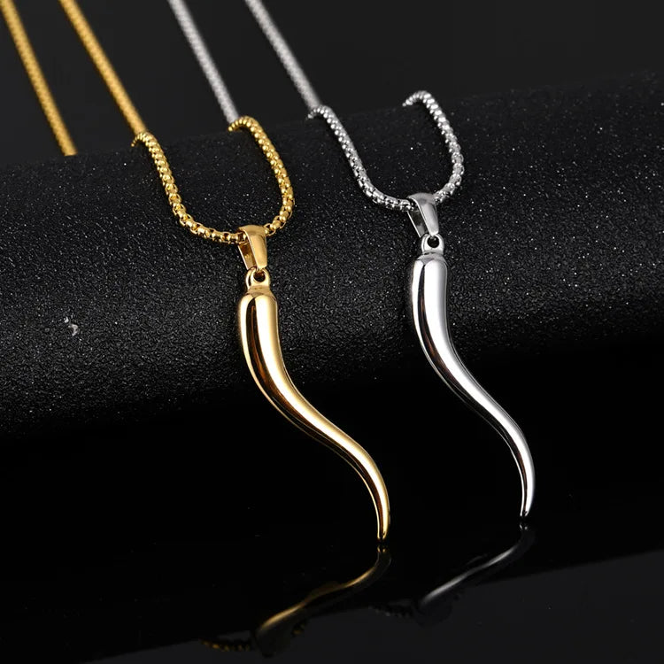 Unisex 18K Gold Plated Big Pepper Pendant Link Chain Stainless Steel Necklace Classic for Women Men Couples Fashion Jewelry