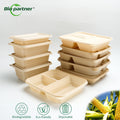 2 Compartment Disposable Biodegradable Rice Box Packaging PP Lunch Box Corn Starch Customizable To-Go Food Container with Lid
