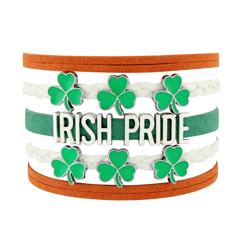Factory St. Patrick's Day Gift Infinity Love Irish Pride Ireland Claddagh Celtics Knot Triangle Lucky Clover Trefoil Bracelet