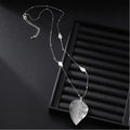 TongLing Fashion Trendy Pearl Bead Chain Necklace Female Leaf-shaped Pendant Necklace for Daily Accessories