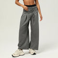 Custom Logo Fashion Winter Sport Leisure Drawstring Pants for Women  Wide-leg Fitness Yoga Casual Straight Pants