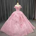 Jancember 6640 Pink Lace Fabric Sweetheart Evening Quinceanera Dresses for Girls