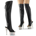 Over-the-knee Boots With 17cm Heels Crystal Diamond Shoes Rhinestones Pole Dancing Boots for Models With 7 Inch Zipper Opening