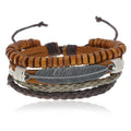 Vintage Men's Fashion Charm Bracelets with Weave Rope Beaded Leather Feather Accessories-New Design