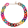 Bohemian Wholesale New 2025 Colorful Resin Chunky Choker Link Chain Collar Matte Acrylic Cuban Chain Necklace for Women Girls