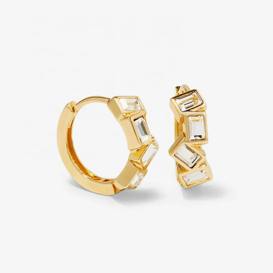 LOZRUNVE 925 Sterling Silver Bezel Baguette Hoop Filled Jewelry Earrings for Women