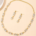 Fashion Bride Statement Choker Wedding Accessories Diamond Pearl Necklace Earrings Set for Woman