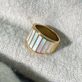 High End Tarnish Free Jewelry Waterproof 18K PVD Gold Plated Stainless Steel Shell Statement Band Rings Women YF3535