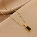 18K Gold Snake Herringbone Chain Necklace Square Double Side Natural Shell Pendant Fashionable Stainless Steel Jewellery Parties