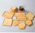 Mini Small Round square Rectangle  Bamboo Tray Placing Mats Various Shapes Bamboo Coasters coaster Tray