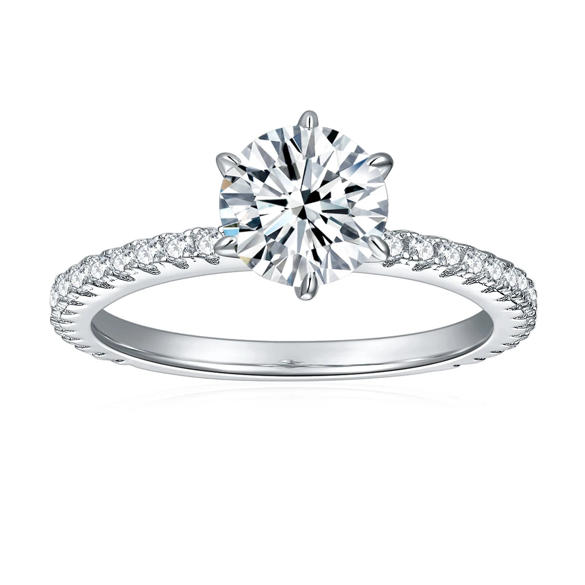 1CT 6.5mm D White Moissanite Wedding Ring 925 Sterling Silver Bridal Set Moissanite Jewelry