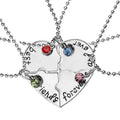 RisingMoon Best Friends Forever Love Patchwork Necklace Crystal Friendship Chain 4 Pendant Necklace