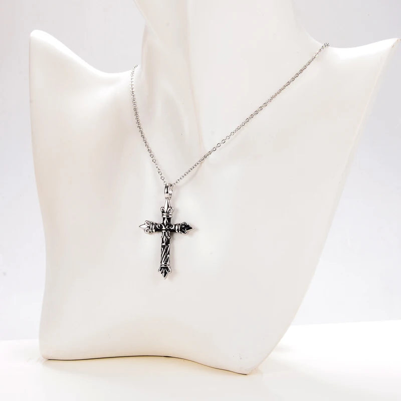 Wholesale Christmas Gifts Vintage Stainless Steel 18k Gold Plated Chain Christian Jesus Cross Pendant Necklace for Men Women