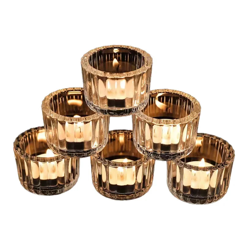 Hot Selling Transparent Vertical Stripe Fragrance Aroma Candle Holder Wedding Home Decoration Glass Scented Candle Jar Gift