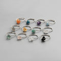 SS204 Natural Apatite Amethyst 925 Sterling Silver Gemstone Ring  Raw Crystal Ring