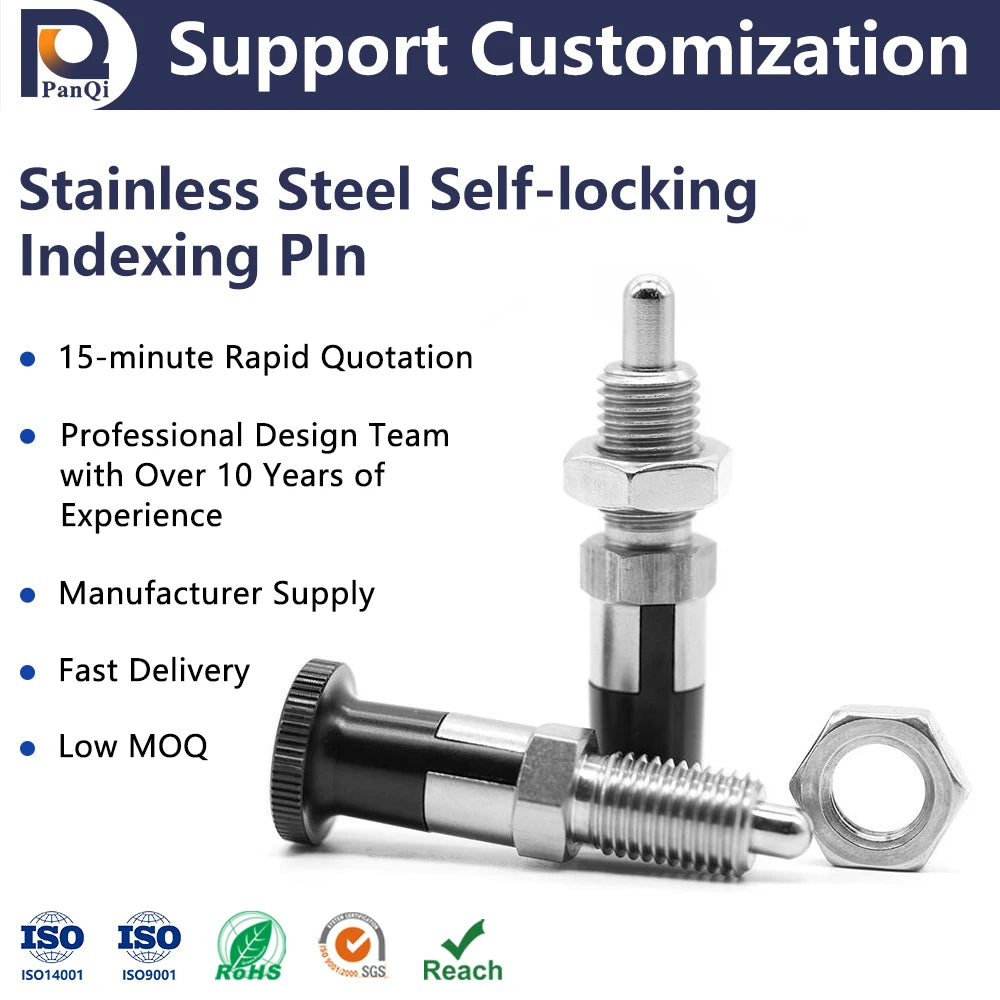 Factory Direct Stainless Steel Carbon Steel Retractable Aluminum Handle Knob M5M6M8M10M12M16 Indexing Pin Plunger with Hex Nut