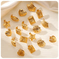 Minimalist Tarnish Free Stainless Steel Earrings 18K Gold Plated Women Vertical Strips Heart Star Stud Earrings Set for Women