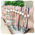 Trendy Design Gold Plated Natural 3mm Colorful Gemstone Yellow Opal Real Pearl Amethyst Lapis Beaded Necklace for Women Jewelry
