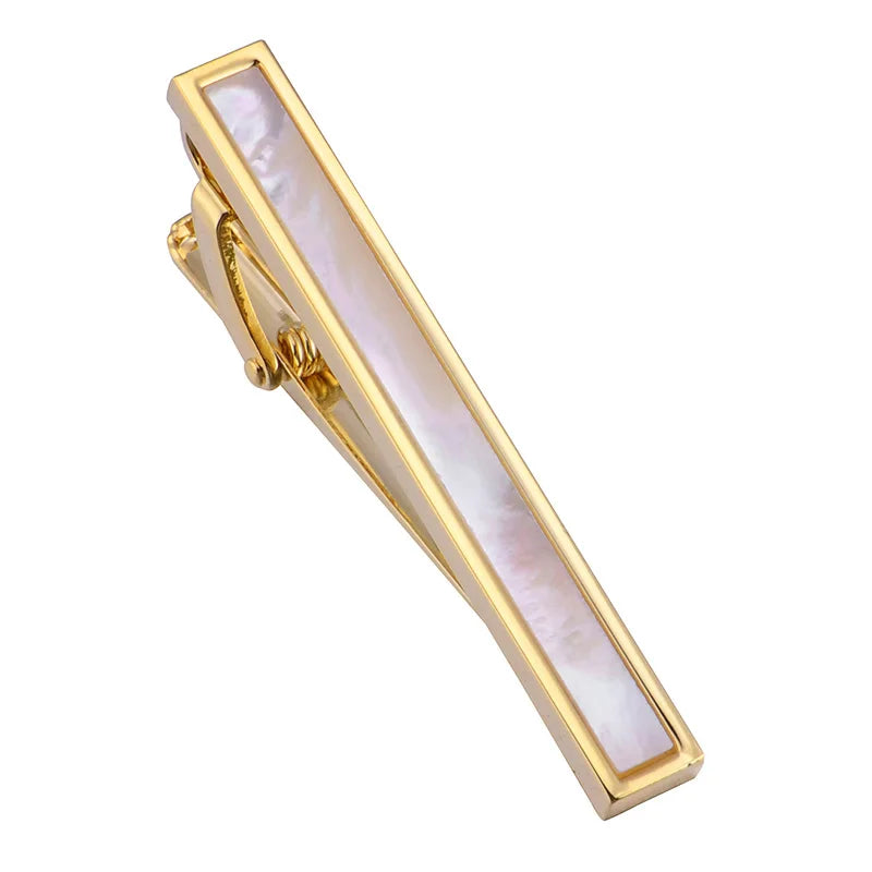 Wholesale Mother Pearl Shell Stone Elegant Tie Clips Custom Mens Suit Shirt Fashion Accessory Tie Bar Wedding Tuxedo Trendy Gift
