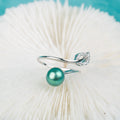 R030574 DIY 6-8mm Natural Freshwater Pearl Ring Accessory 925 Sterling Silver Adjustable Size Engagement Jewelry Ring for Women