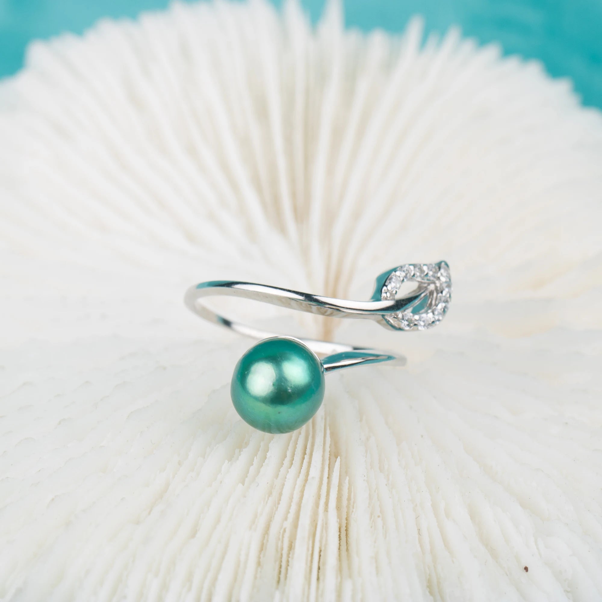 R030574 DIY 6-8mm Natural Freshwater Pearl Ring Accessory 925 Sterling Silver Adjustable Size Engagement Jewelry Ring for Women