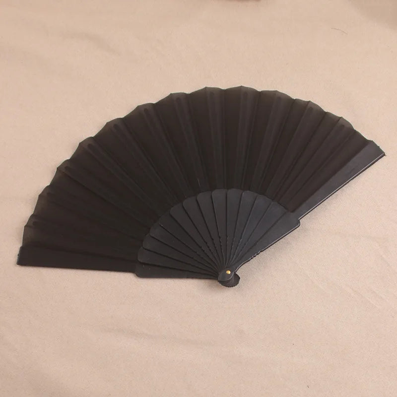 Custom Logo Hand Fan Gift for Chinese New Year Christmas 23cm Plastic Craft Silk Fan for Wedding Bridal Party Guests Promotion
