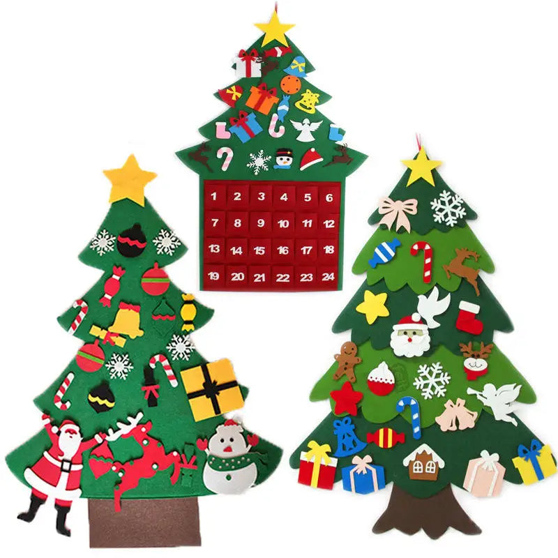 Kids Xmas Tree Wall Decoration Felt Christmas Tree Advent Calendar