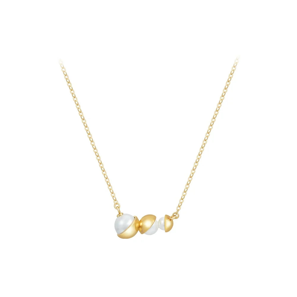 Fashion 18K Gold Plated Brass Jewelry Irregular Pearl Ball Pendant Choker Necklaces for Women Party Necklace P233407