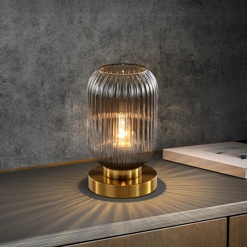 Modern Luxury Modern Vertical Glass Pattern Popular Table Lamp Floor Lamp Living Room Bedside Hotel Lighting