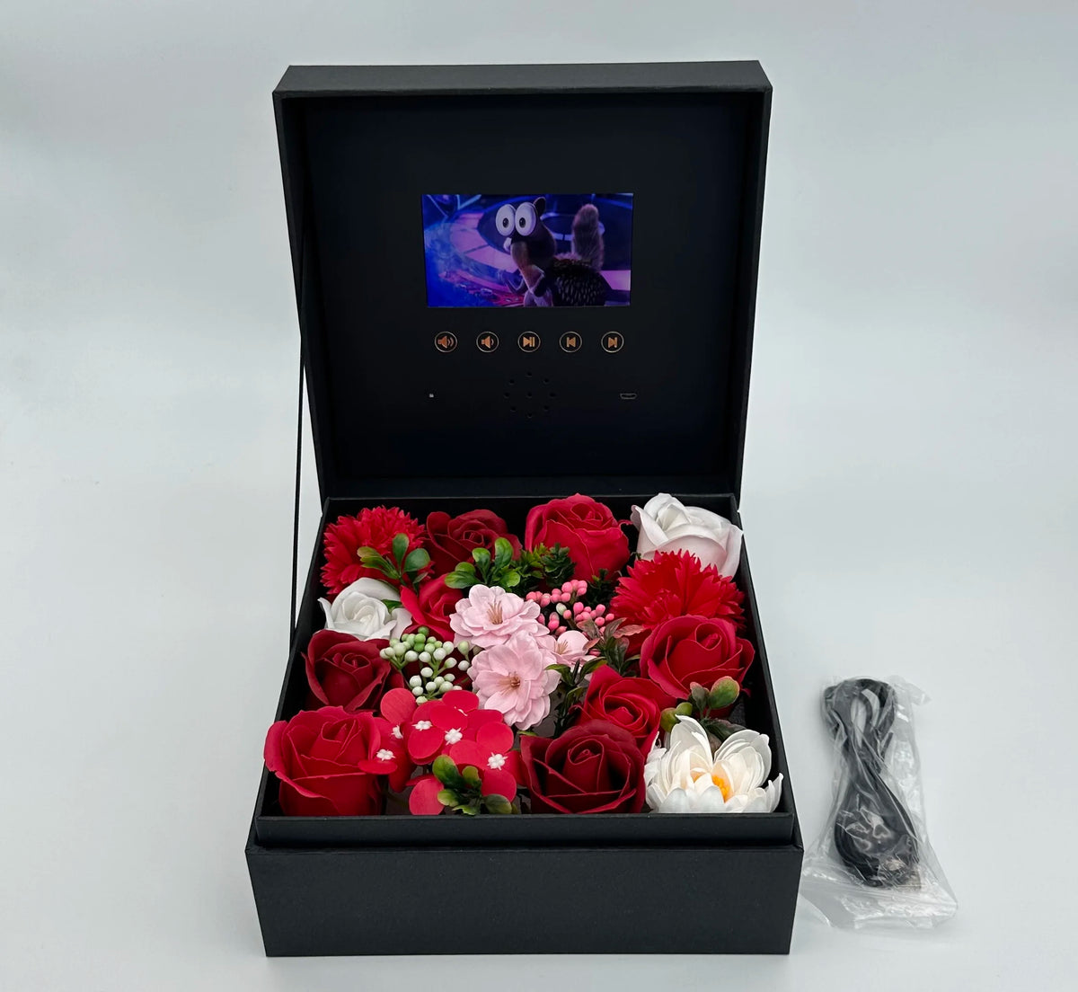 Low MOQ Customization Eco-friendly 4.3 Inch HD Video Flower Box Digital Brochure Packaging